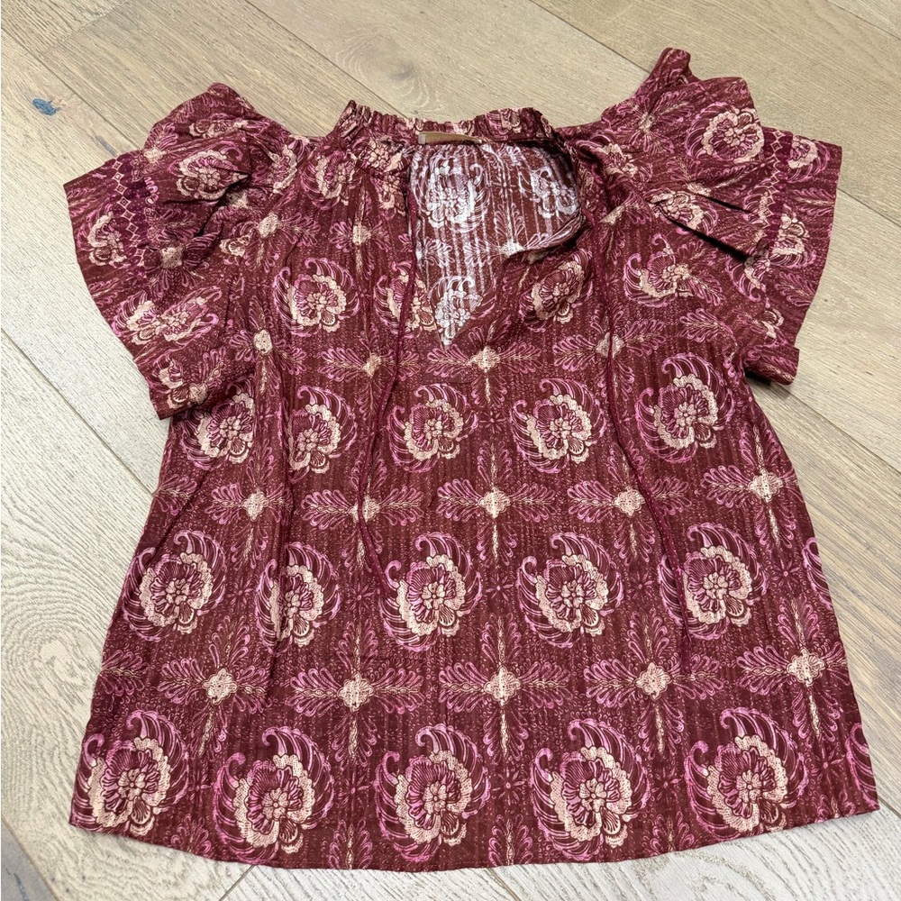 Ulla Johnson Pink and Brown Patterned Top